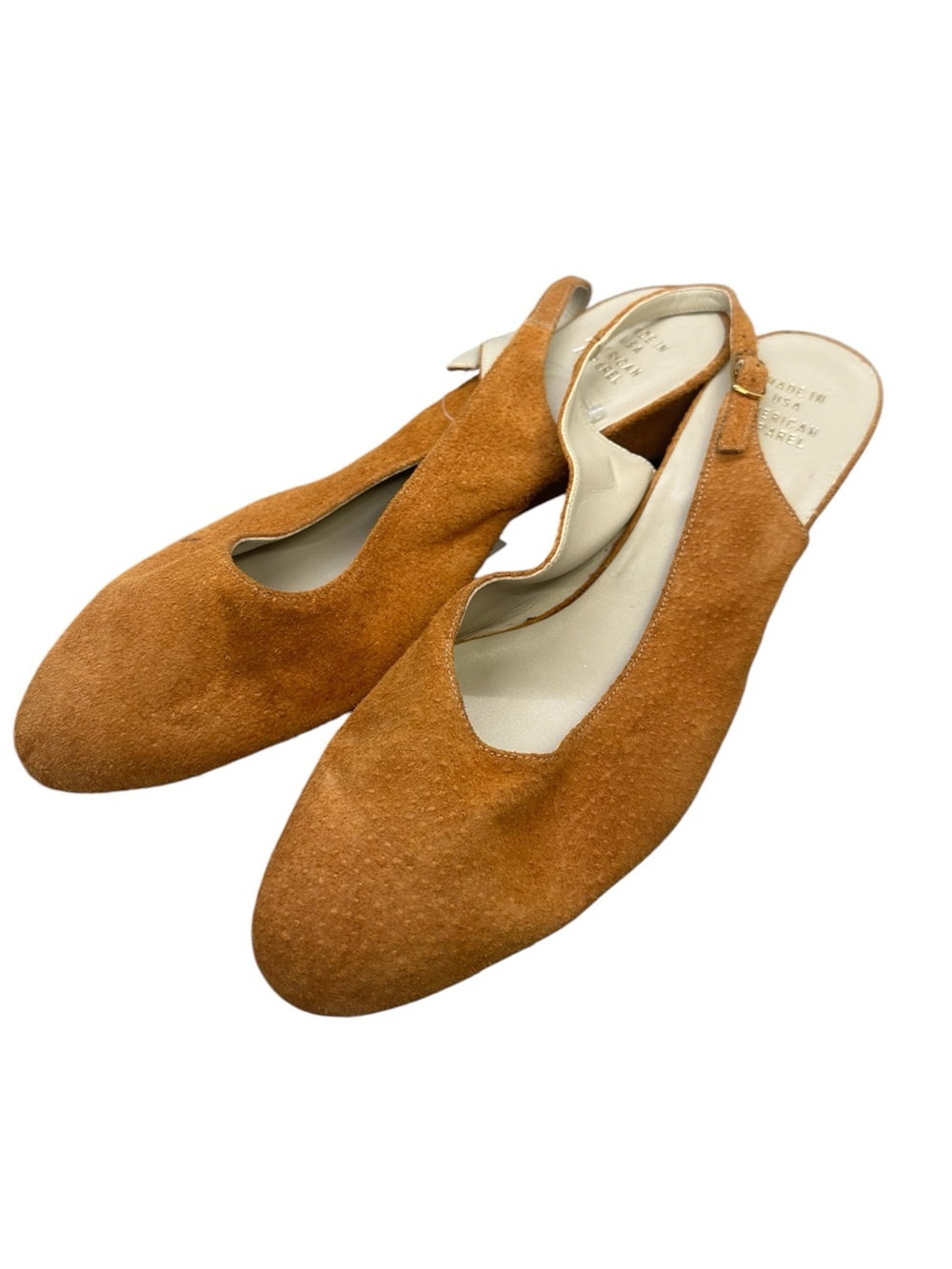 American Apparel Suede Women's Slingback Wedge Cognac Shoes Size 10 NWT